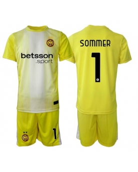 Billige Fotballdrakt Inter Milan Yann Sommer #1 Keeper Replika Bortedraktsett Barn 2025-26 Kortermet (med bukser)